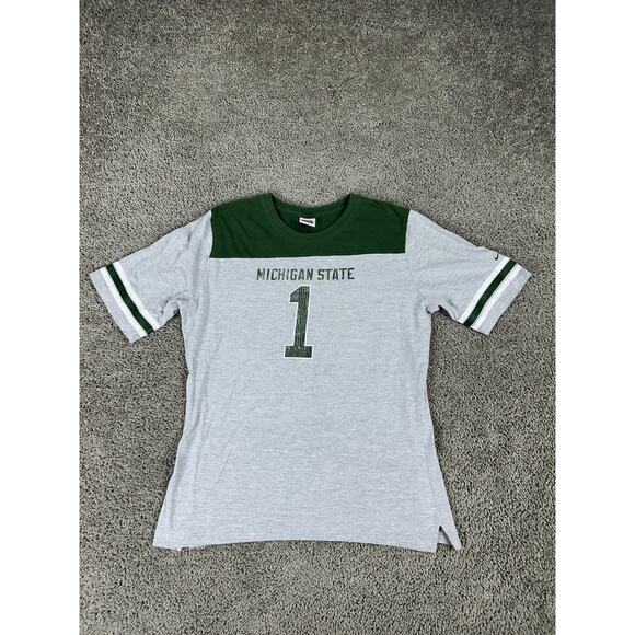 Michigan State Spartans Shirt Womens XL Gray Green NCAA Football Number 1 Nike - Picture 1 of 9